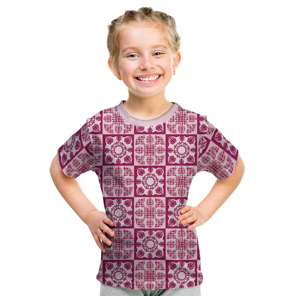 Akala Palaka Quilt Hawaii Kid T Shirt Hawaiian Tropical Monstera Sea Turtle