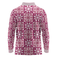 Akala Palaka Quilt Hawaii Long Sleeve Polo Shirt Hawaiian Tropical Monstera Sea Turtle