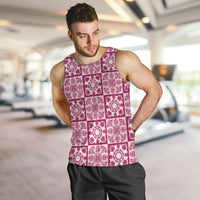 Akala Palaka Quilt Hawaii Men Tank Top Hawaiian Tropical Monstera Sea Turtle