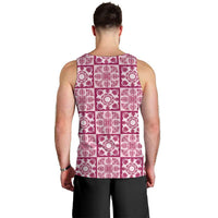Akala Palaka Quilt Hawaii Men Tank Top Hawaiian Tropical Monstera Sea Turtle