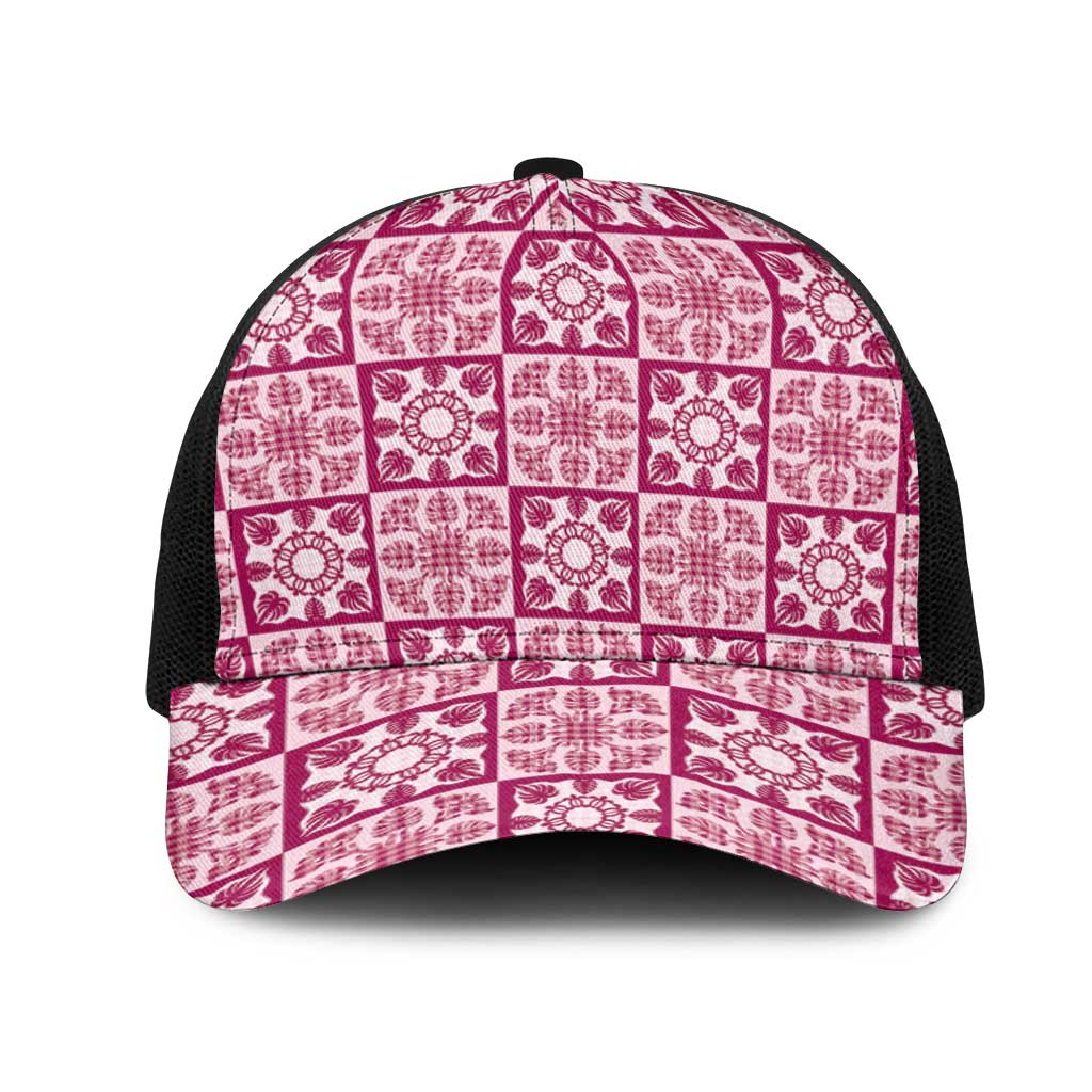 Akala Palaka Quilt Hawaii Mesh Trucker Cap Hawaiian Tropical Monstera Sea Turtle
