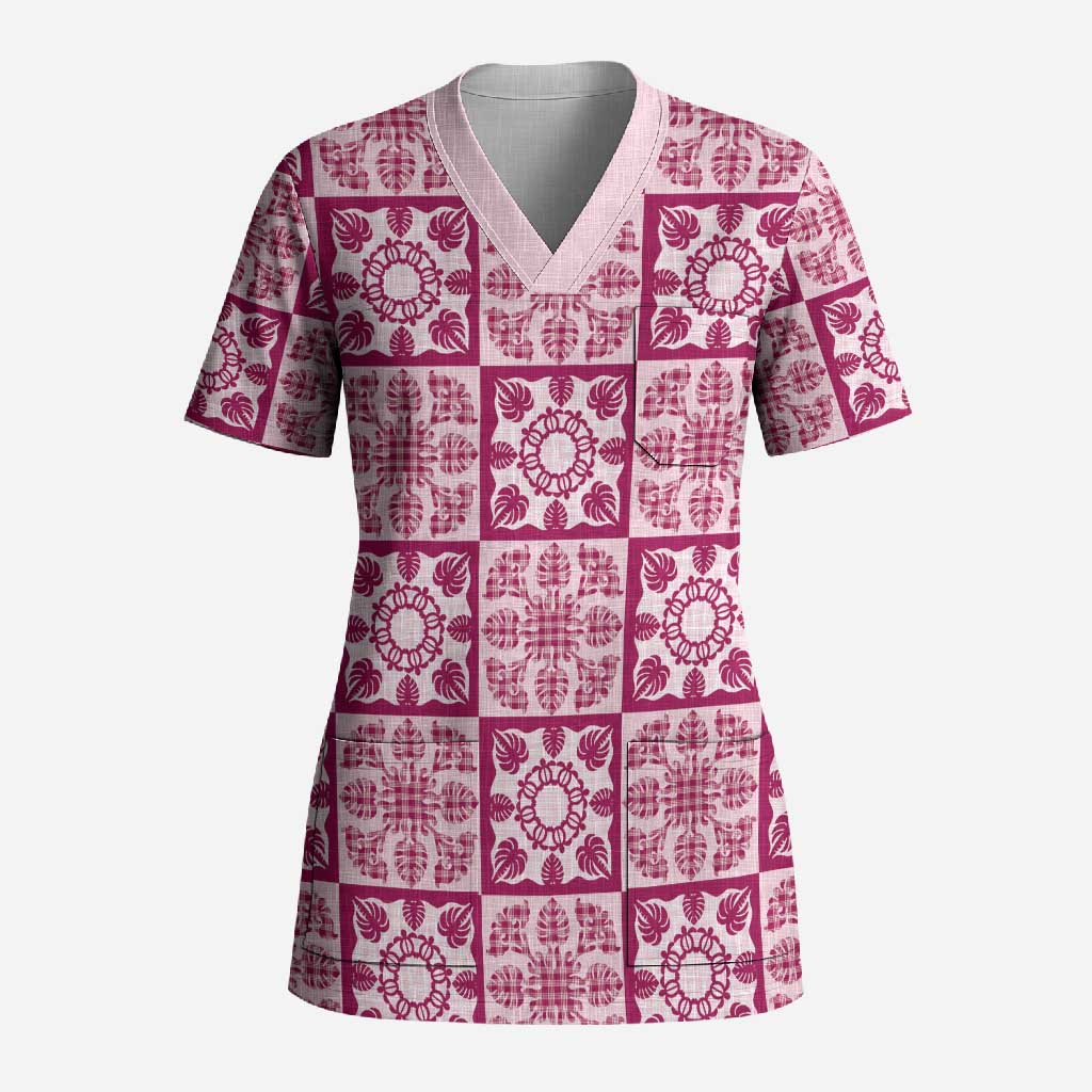 Akala Palaka Quilt Hawaii Scrub Top Hawaiian Tropical Monstera Sea Turtle