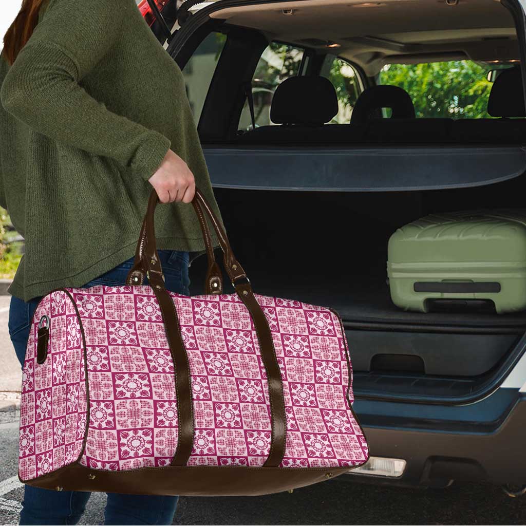 Akala Palaka Quilt Hawaii Travel Bag Hawaiian Tropical Monstera Sea Turtle