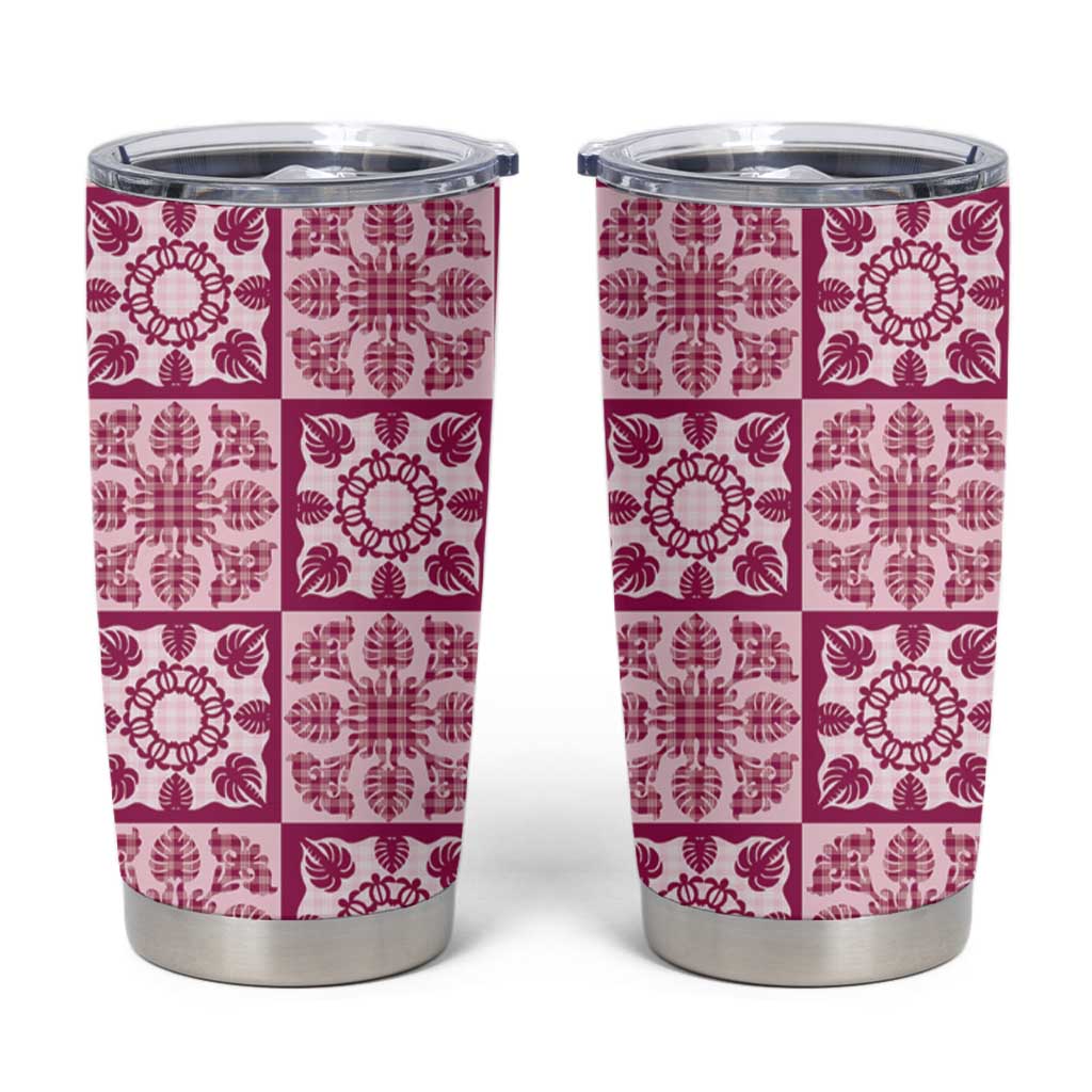 Akala Palaka Quilt Hawaii Tumbler Cup Hawaiian Tropical Monstera Sea Turtle