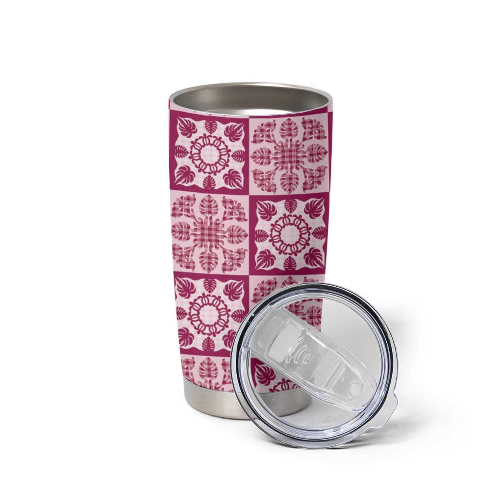 Akala Palaka Quilt Hawaii Tumbler Cup Hawaiian Tropical Monstera Sea Turtle