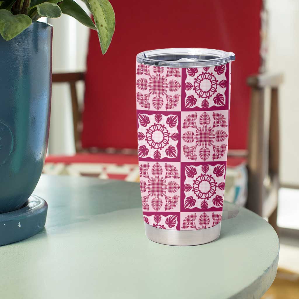 Akala Palaka Quilt Hawaii Tumbler Cup Hawaiian Tropical Monstera Sea Turtle