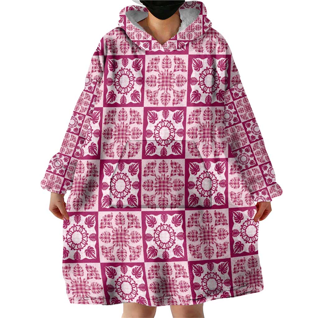 Akala Palaka Quilt Hawaii Wearable Blanket Hoodie Hawaiian Tropical Monstera Sea Turtle