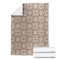 Beige Palaka Quilt Hawaii Blanket Hawaiian Tropical Monstera Sea Turtle