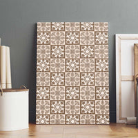 Beige Palaka Quilt Hawaii Canvas Wall Art Hawaiian Tropical Monstera Sea Turtle