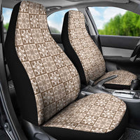 Beige Palaka Quilt Hawaii Car Seat Cover Hawaiian Tropical Monstera Sea Turtle