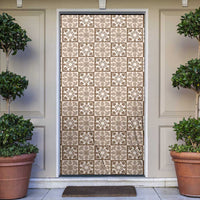 Beige Palaka Quilt Hawaii Door Cover Hawaiian Tropical Monstera Sea Turtle