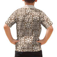 Beige Palaka Quilt Hawaii Hawaiian Shirt Hawaiian Tropical Monstera Sea Turtle