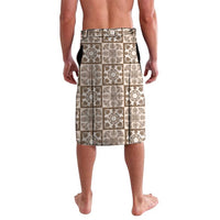 Beige Palaka Quilt Hawaii Lavalava Hawaiian Tropical Monstera Sea Turtle