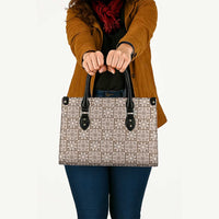 Beige Palaka Quilt Hawaii Leather Bag Hawaiian Tropical Monstera Sea Turtle