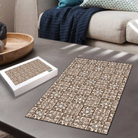 Beige Palaka Quilt Hawaii Puzzle Hawaiian Tropical Monstera Sea Turtle