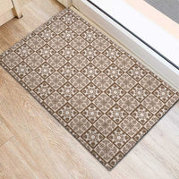 Beige Palaka Quilt Hawaii Rubber Doormat Hawaiian Tropical Monstera Sea Turtle