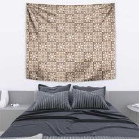 Beige Palaka Quilt Hawaii Tapestry Hawaiian Tropical Monstera Sea Turtle