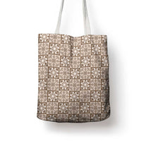 Beige Palaka Quilt Hawaii Tote Bag Hawaiian Tropical Monstera Sea Turtle