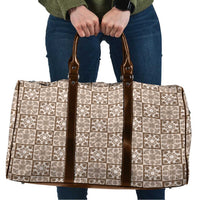 Beige Palaka Quilt Hawaii Travel Bag Hawaiian Tropical Monstera Sea Turtle