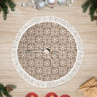 Beige Palaka Quilt Hawaii Tree Skirt Hawaiian Tropical Monstera Sea Turtle LT14 Fringed Beige - Polynesian Pride
