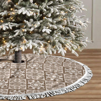 Beige Palaka Quilt Hawaii Tree Skirt Hawaiian Tropical Monstera Sea Turtle LT14 - Polynesian Pride