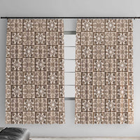 Beige Palaka Quilt Hawaii Window Curtain Hawaiian Tropical Monstera Sea Turtle