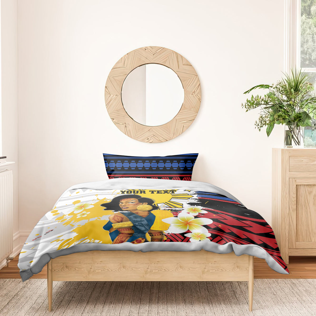 Personalised Philippines Women's Day Bedding Set Filipino Golden Sun With Polynesian Pattern