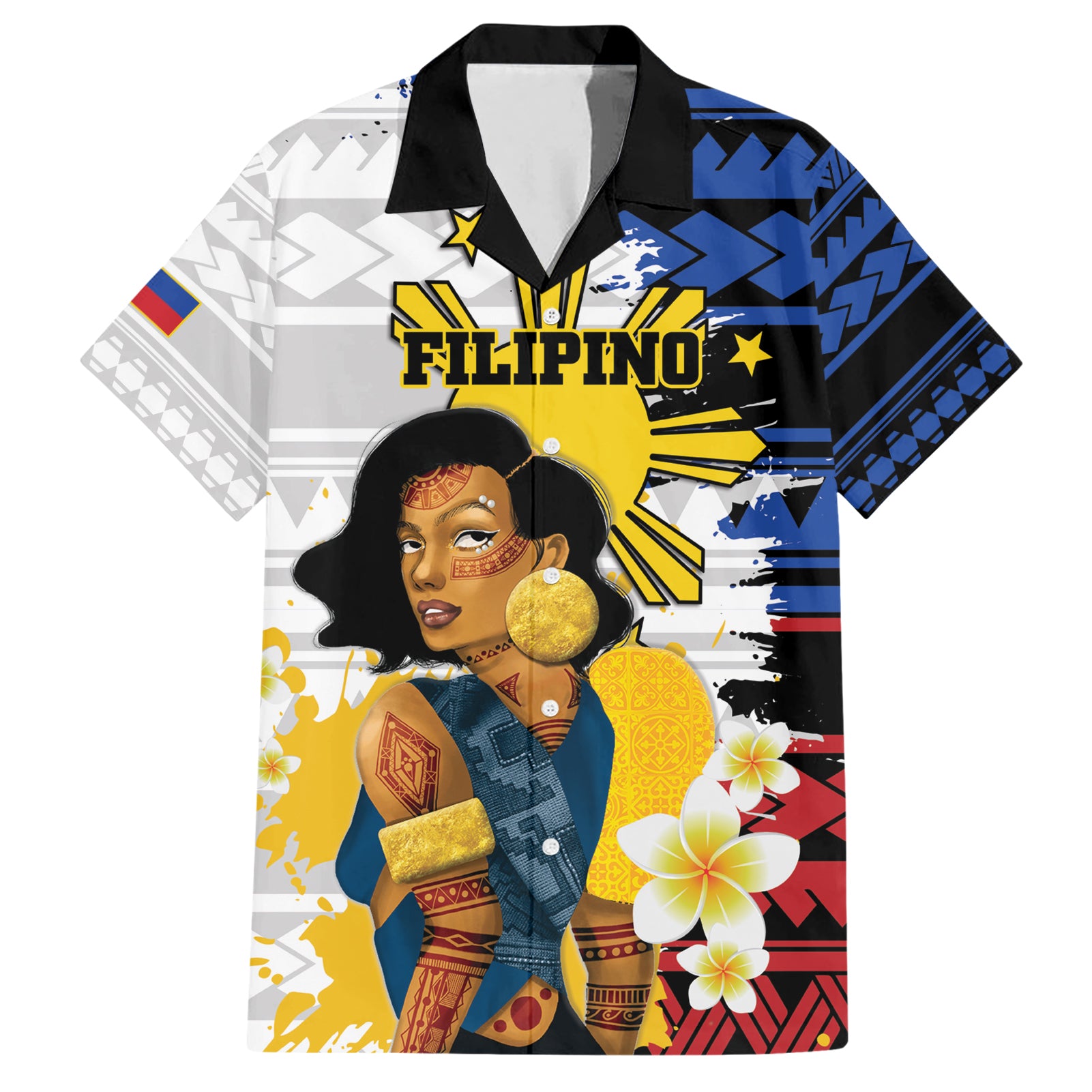 Personalised Philippines Women's Day Hawaiian Shirt Filipino Golden Sun With Polynesian Pattern LT14 Red - Polynesian Pride