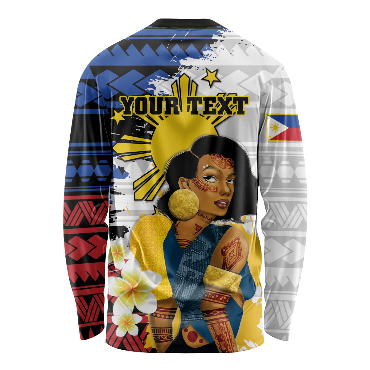 Personalised Philippines Women's Day Long Sleeve Shirt Filipino Golden Sun With Polynesian Pattern LT14 - Polynesian Pride