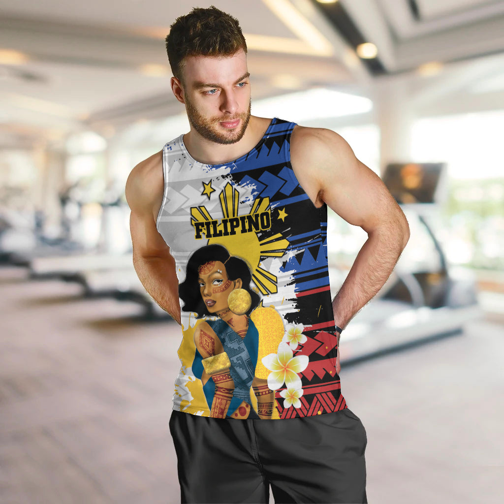 Personalised Philippines Women's Day Men Tank Top Filipino Golden Sun With Polynesian Pattern LT14 Red - Polynesian Pride