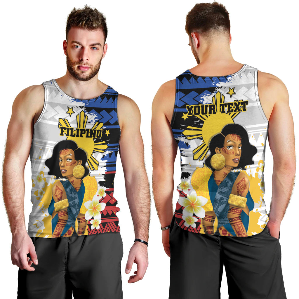 Personalised Philippines Women's Day Men Tank Top Filipino Golden Sun With Polynesian Pattern LT14 - Polynesian Pride