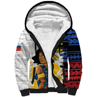 Personalised Philippines Women's Day Sherpa Hoodie Filipino Golden Sun With Polynesian Pattern LT14 Unisex Red - Polynesian Pride