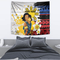 Personalised Philippines Women's Day Tapestry Filipino Golden Sun With Polynesian Pattern