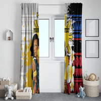 Personalised Philippines Women's Day Window Curtain Filipino Golden Sun With Polynesian Pattern