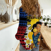 Personalised Philippines Women's Day Women Casual Shirt Filipino Golden Sun With Polynesian Pattern LT14 - Polynesian Pride