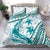 Cyan Polynesia Bedding Set Polynesian Turtle Shark Tattoo Tropical Vintage