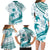 Cyan Polynesia Family Matching Long Sleeve Bodycon Dress and Hawaiian Shirt Polynesian Turtle Shark Tattoo Tropical Vintage LT14 - Polynesian Pride