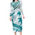 Cyan Polynesia Family Matching Long Sleeve Bodycon Dress and Hawaiian Shirt Polynesian Turtle Shark Tattoo Tropical Vintage LT14 Mom's Dress Cyan - Polynesian Pride