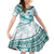 Cyan Polynesia Family Matching Off Shoulder Short Dress and Hawaiian Shirt Polynesian Turtle Shark Tattoo Tropical Vintage LT14 Daughter's Dress Cyan - Polynesian Pride