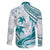 Cyan Polynesia Family Matching Off Shoulder Short Dress and Hawaiian Shirt Polynesian Turtle Shark Tattoo Tropical Vintage LT14 - Polynesian Pride
