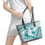 Cyan Polynesia Leather Tote Bag Polynesian Turtle Shark Tattoo Tropical Vintage