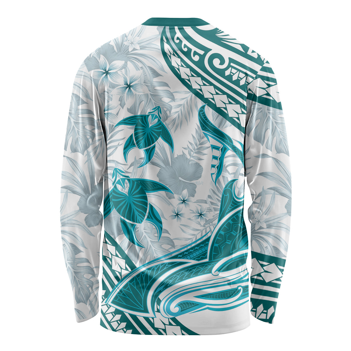 Cyan Polynesia Long Sleeve Shirt Polynesian Turtle Shark Tattoo Tropical Vintage LT14 - Polynesian Pride