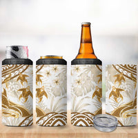 Gold Polynesia 4 in 1 Can Cooler Tumbler Polynesian Turtle Shark Tattoo Tropical Vintage