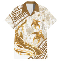 Gold Polynesia Family Matching Tank Maxi Dress and Hawaiian Shirt Polynesian Turtle Shark Tattoo Tropical Vintage LT14 Dad's Shirt - Short Sleeve Gold - Polynesian Pride