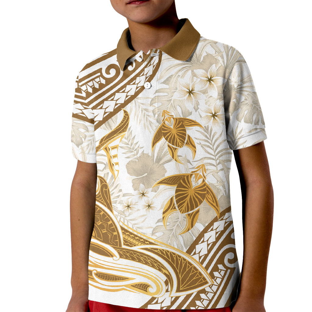 Gold Polynesia Kid Polo Shirt Polynesian Turtle Shark Tattoo Tropical Vintage LT14 Kid Gold - Polynesian Pride