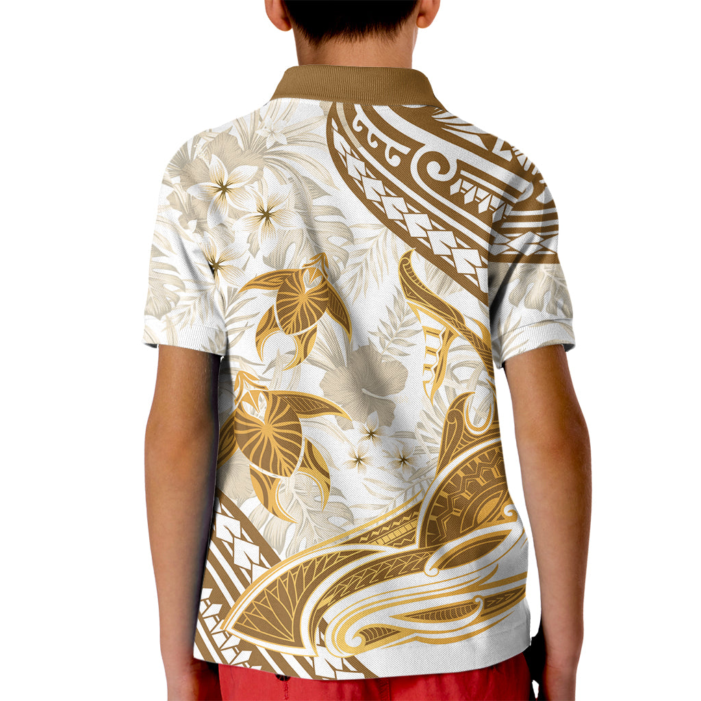 Gold Polynesia Kid Polo Shirt Polynesian Turtle Shark Tattoo Tropical Vintage LT14 - Polynesian Pride