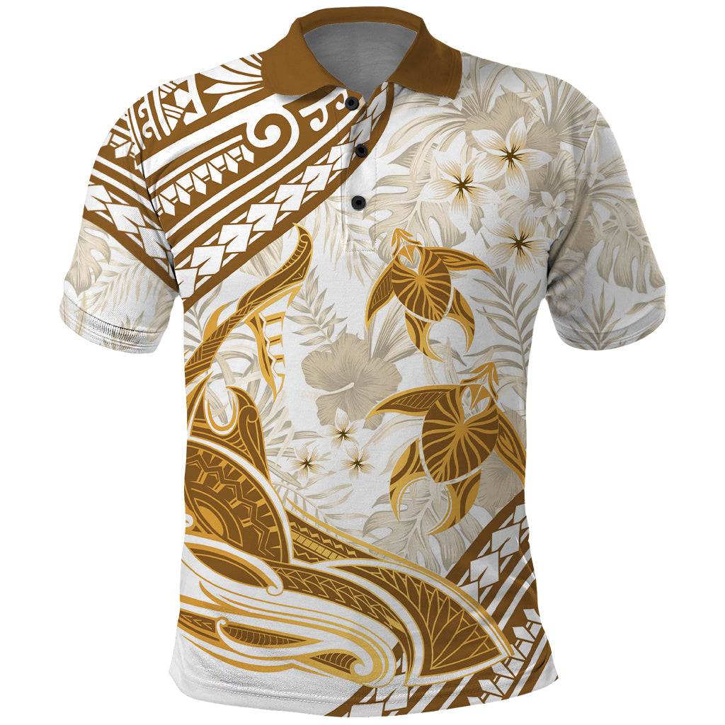 Gold Polynesia Polo Shirt Polynesian Turtle Shark Tattoo Tropical Vintage LT14 Gold - Polynesian Pride