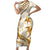 Gold Polynesia Short Sleeve Bodycon Dress Polynesian Turtle Shark Tattoo Tropical Vintage LT14 Long Dress Gold - Polynesian Pride