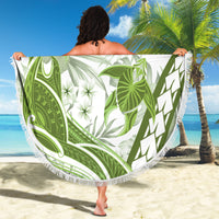 Lime Green Polynesia Beach Blanket Polynesian Turtle Shark Tattoo Tropical Vintage