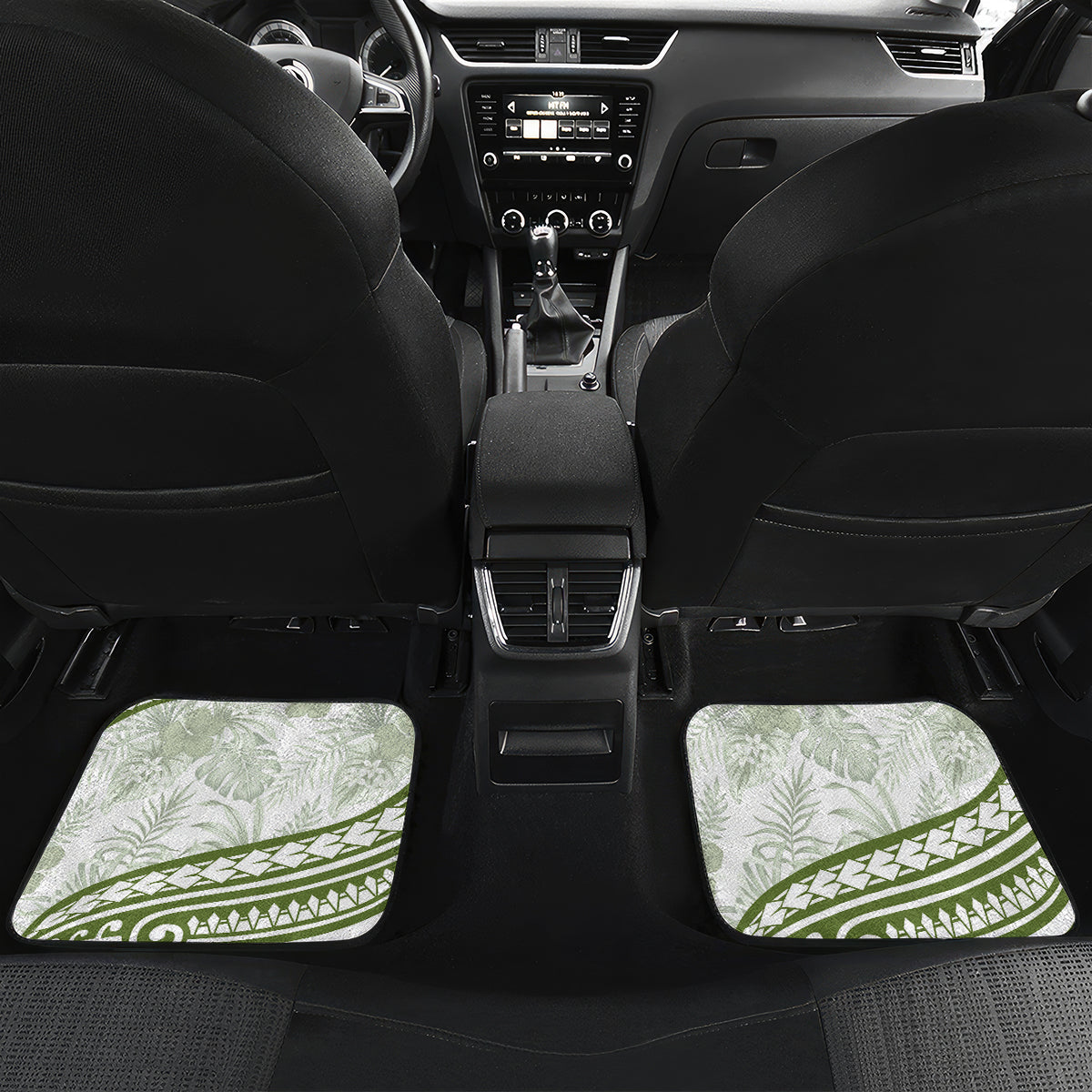 Lime Green Polynesia Car Mats Polynesian Turtle Shark Tattoo Tropical Vintage
